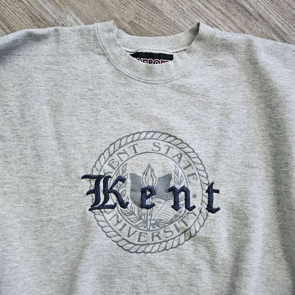 JanSport Kent State University Gray Sweatshirt Size M Vintage Crew Sweatshirt - Picture 9 of 16